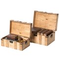 Vintiquewise Natural Wooden Style Trunk with Handles, PK 2 QI004014.2